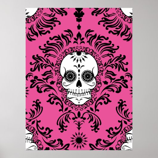 Dood Damask - Chic Sugar Skull Art Poster (Voorkant)