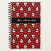 Dood Damask Chic Sugar Skulls Black op Red Planner (Voorkant)