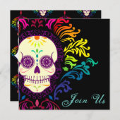Dood Damask Rainbow Sugar Skull Kaart (Voorkant / Achterkant)