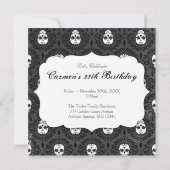 Dood Damask Sugar Skull op Grey Waterverf Kaart (Achterkant)