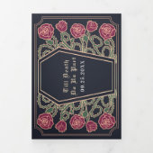 Dood Do Us Part Roos Blauw Gotische bruiloft QR-co Drieluik Uitnodiging (Cover)