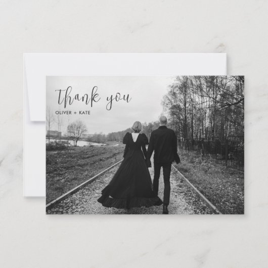 Dood Doe Ons Deel Bruiloft Dank U Kaart (Voorkant)