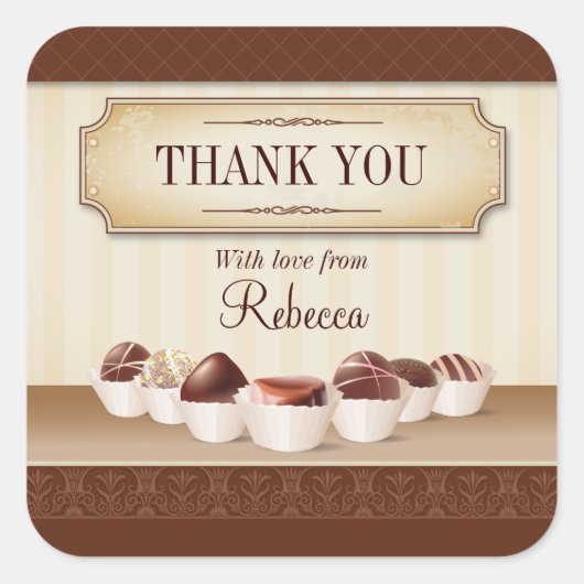 Dood door Chocolade Groot Dank u Vierkante Sticker (Voorkant)