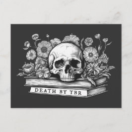 Dood door schedel en boeken briefkaart