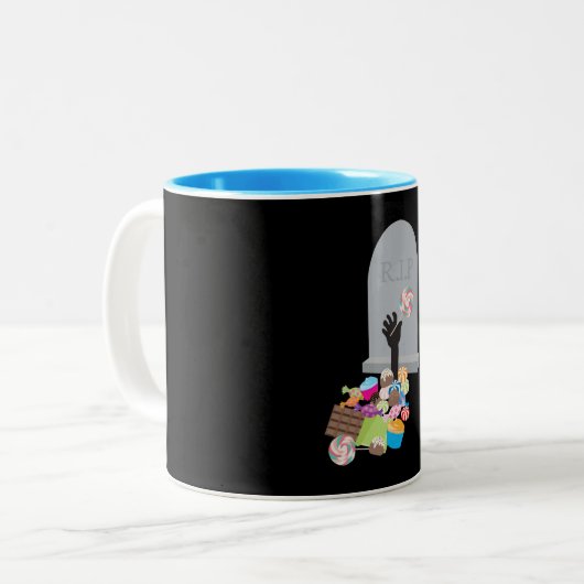 Dood door Snoep Halloween Design Tweekleurige Koffiemok (Voorkant links)