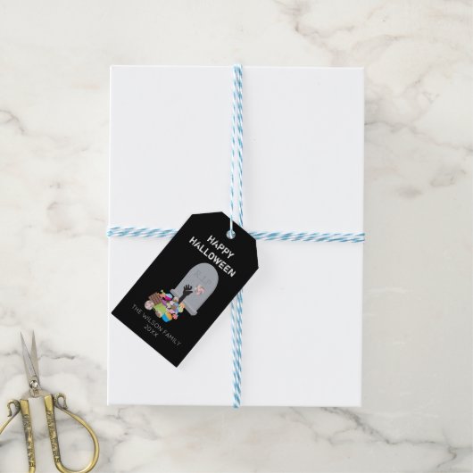 Dood door Snoep Halloween Party Cadeaulabel (Met Touw)