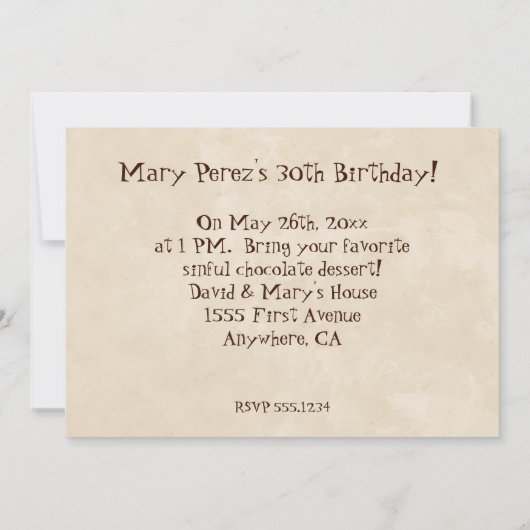 Dood door uitnodiging van Chocolate Birthday (Achterkant)