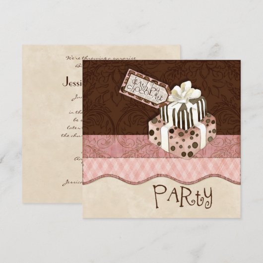 Dood door uitnodiging van Chocolate Birthday (Voorkant / Achterkant)