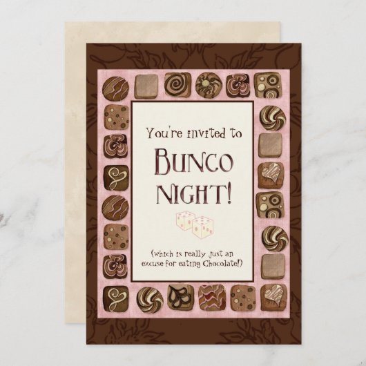 Dood door uitnodiging van de Chocolate Bunco-parti (Voorkant / Achterkant)