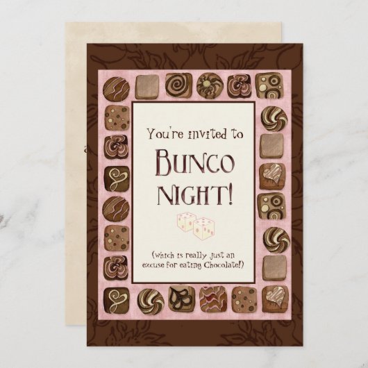 Dood door uitnodiging van de Chocolate Bunco-parti (Voorkant / Achterkant)
