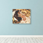 Dood en de Jongedochter door Egon Schiele Canvas Afdruk (Insitu (Houten vloer))