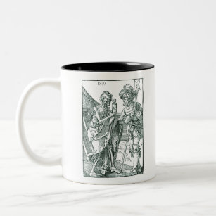 Dood en de Landsknecht - Albrecht Durer - c1510 Tweekleurige Koffiemok