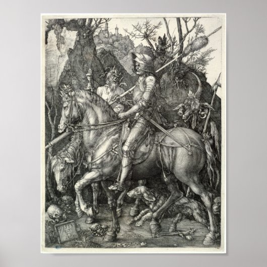 Dood en duivel (Durer 1513) Poster (Voorkant)
