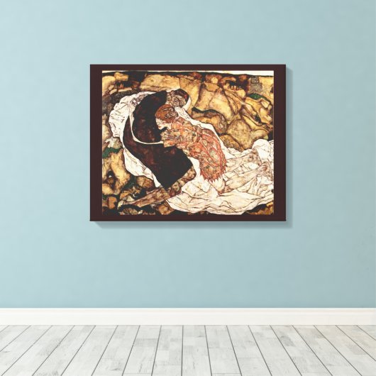 Dood en het meisje door Egon Schiele Canvas Afdruk (Insitu (Houten vloer))