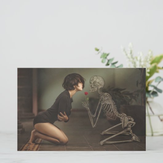 Dood en jonge vrouw briefpapier (Staand voorkant)