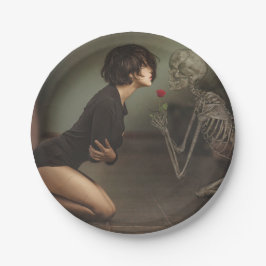 Dood en jonge vrouw papieren bordje