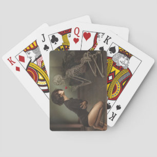 Dood en jonge vrouw pokerkaarten