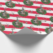 Dood en kerstmis in sneeuwvlokken cadeaupapier (Hoek)