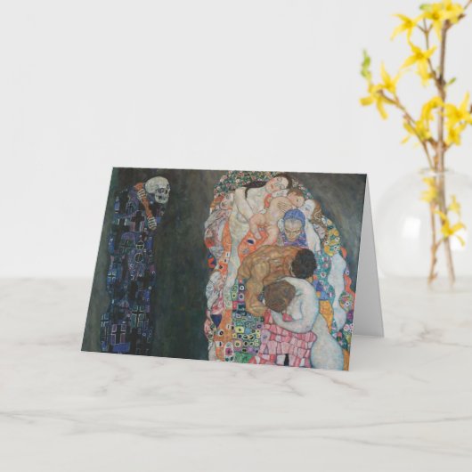 Dood en Leven door Gustav Klimt Art Nouveau Kunstw Kaart (Gele Bloem)