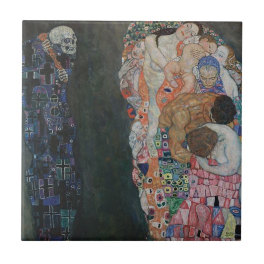 Dood en leven door Gustav Klimt  Art Nouveau Tegeltje (Voorkant)