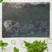 Dood en leven door Gustav Klimt  Art Nouveau Theedoek (Gevouwen)