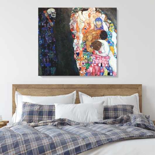 Dood en Leven | Gustav Klimt | Canvas Afdruk (Insitu (Slaapkamer))