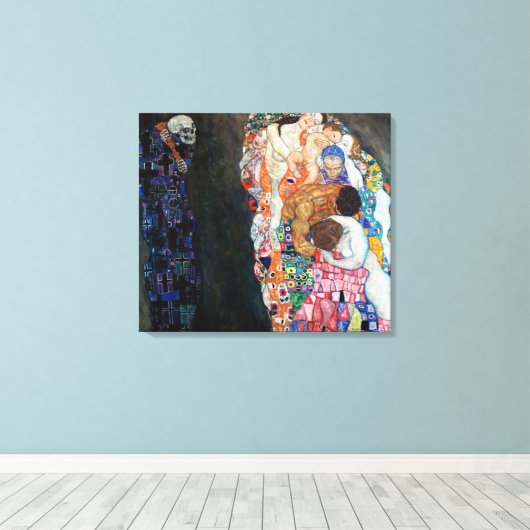 Dood en Leven | Gustav Klimt | Canvas Afdruk (Insitu (Houten vloer))