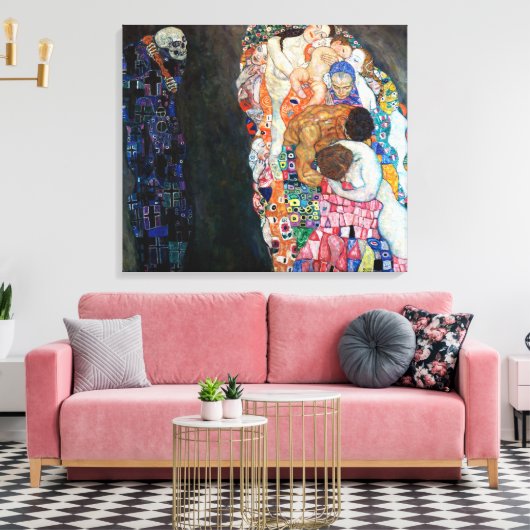 Dood en Leven | Gustav Klimt | Canvas Afdruk (Insitu (Woonkamer))