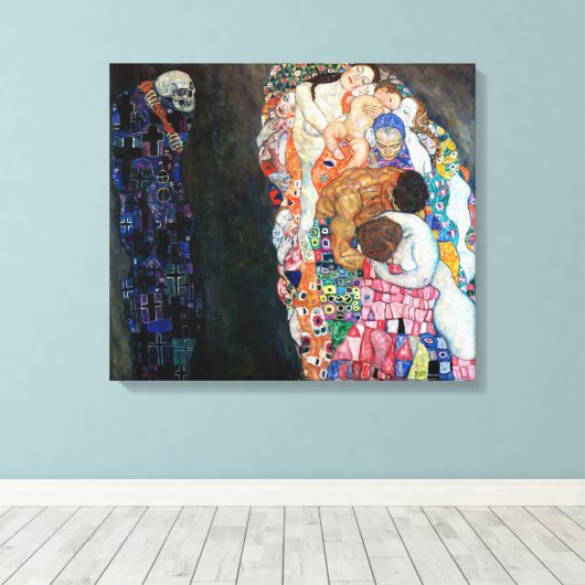 Dood en Leven | Gustav Klimt | Canvas Afdruk (Insitu (Houten vloer))