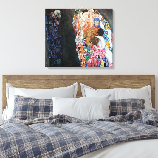 Dood en Leven | Gustav Klimt | Canvas Afdruk (Insitu (Slaapkamer))