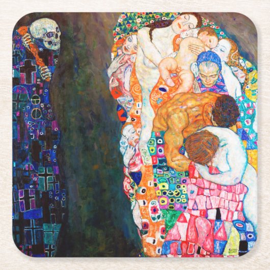 Dood en leven, Gustav Klimt Kartonnen Onderzetters (Voorkant)