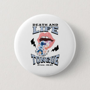 Dood en Leven Tong Christelijk Ronde Button 5,7 Cm