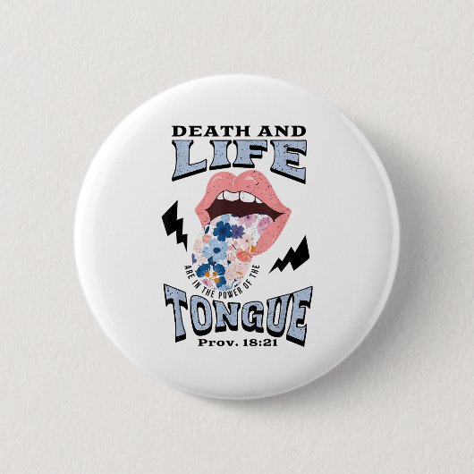 Dood en Leven Tong Christelijk Ronde Button 5,7 Cm (Voorkant)
