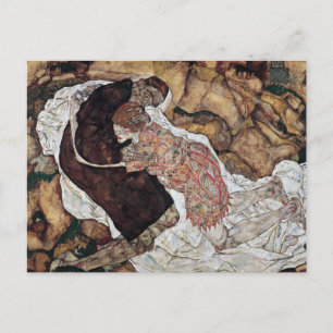 dood en meisje schilderij van Egon Schiele Briefkaart