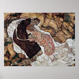 dood en meisje schilderij van Egon Schiele Poster