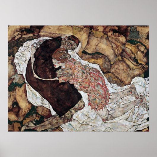 dood en meisje schilderij van Egon Schiele Poster (Voorkant)