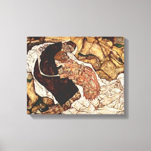 Dood en meisje van Egon Schiele Canvas Afdruk (Voorkant)