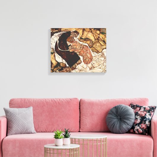 Dood en meisje van Egon Schiele Canvas Afdruk (Insitu (Woonkamer))