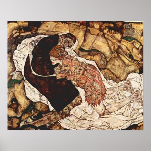 Dood en meisje van Egon Schiele Poster (Voorkant)