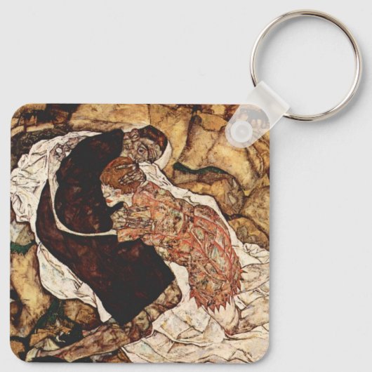 Dood en meisje van Egon Schiele Sleutelhanger (Achterkant)