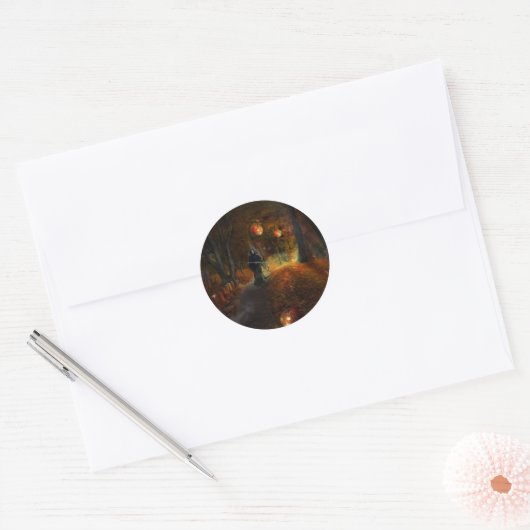 Dood en pompoenen ronde sticker (Envelop)