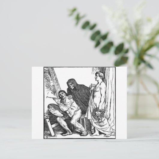 Dood en schilder briefkaart (Staand voorkant)