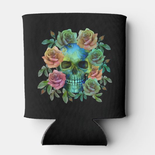 DOOD GROENE SCHEDEL MET BLOEMEN BLIKJESKOELER (Achterkant)