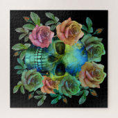 DOOD GROENE SCHEDEL MET BLOEMEN LEGPUZZEL (Horizontaal)