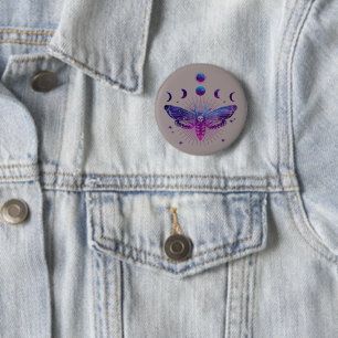 Dood hoofd mot occult ronde button 5,7 cm