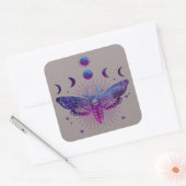 Dood hoofd mot occult vierkante sticker (Envelop)