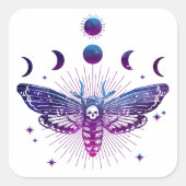 Dood hoofd mot occult vierkante sticker (Voorkant)