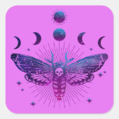 Dood hoofd mot occult vierkante sticker (Voorkant)