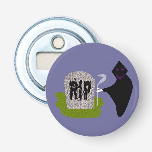 Dood in de begraafplaats Halloween Flesopener Button Flesopener (Voorkant)