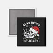 Dood in, maar Jolly AF Skeleton Kerstmis Magneet (Voorkant / Achterkant)